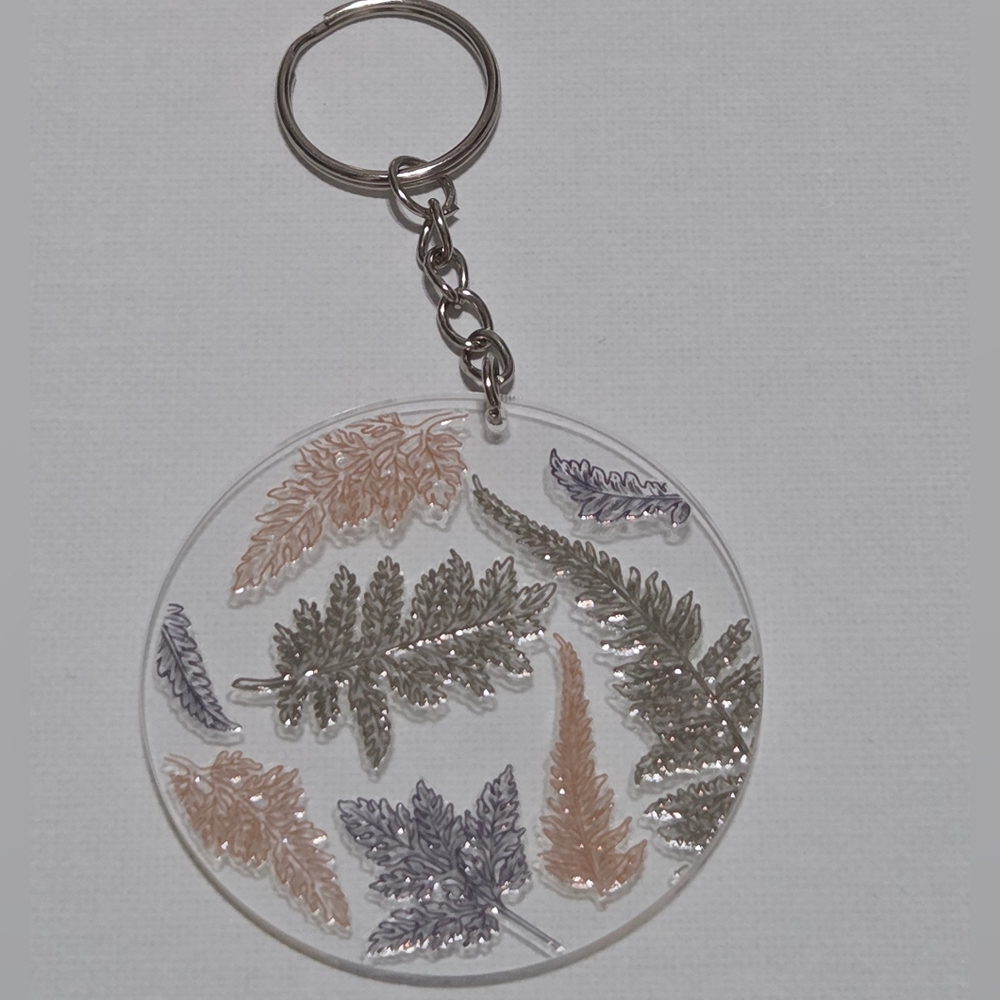 Floral Keychain with Fern Design
